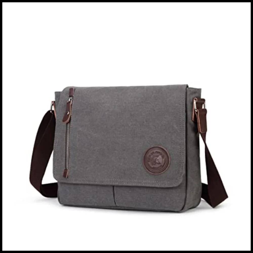 Canvas Messenger Bag Vintage Style Adjustable Strap Crossbody Everyday Purse